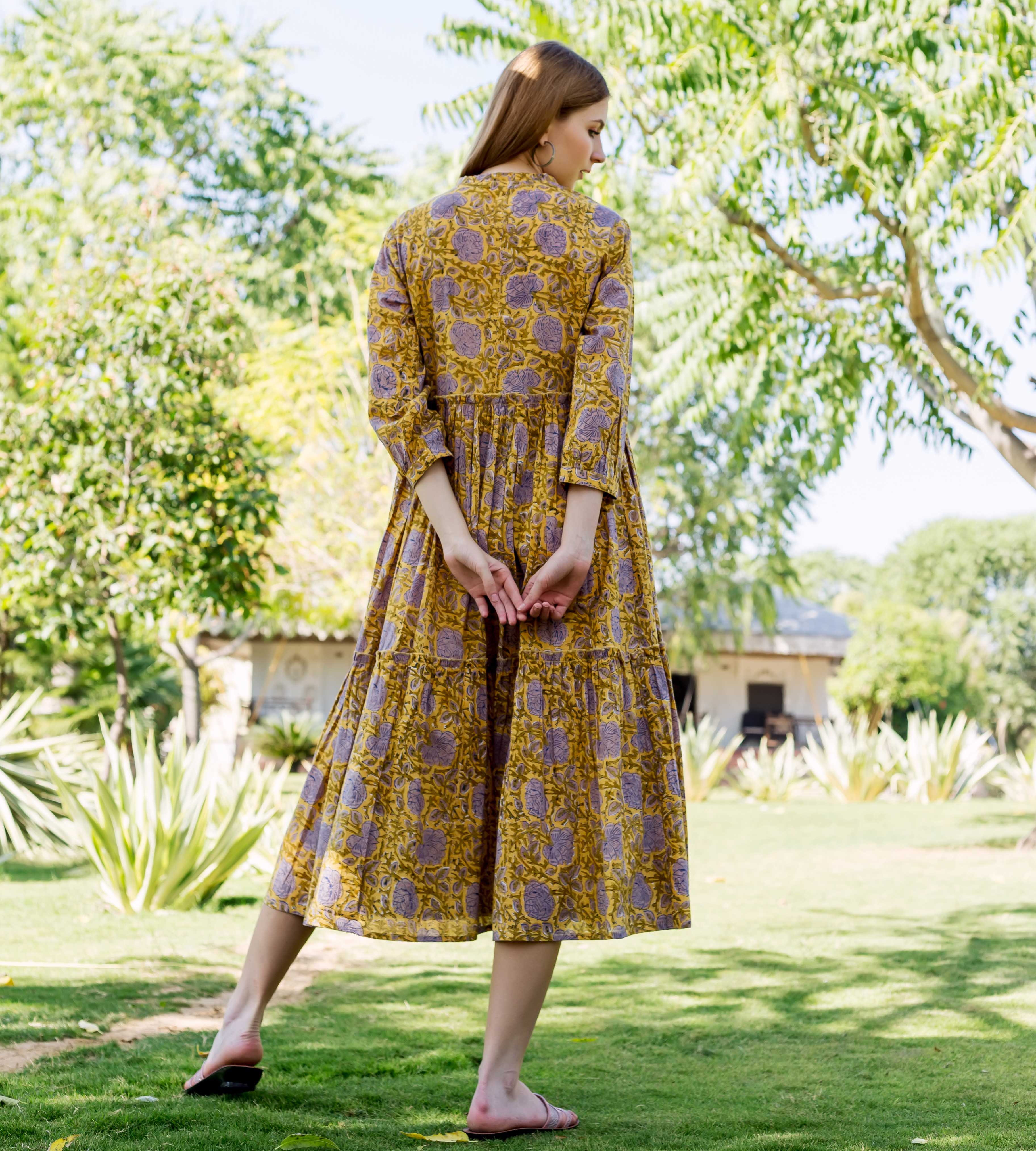 Mustard hotsell button dress